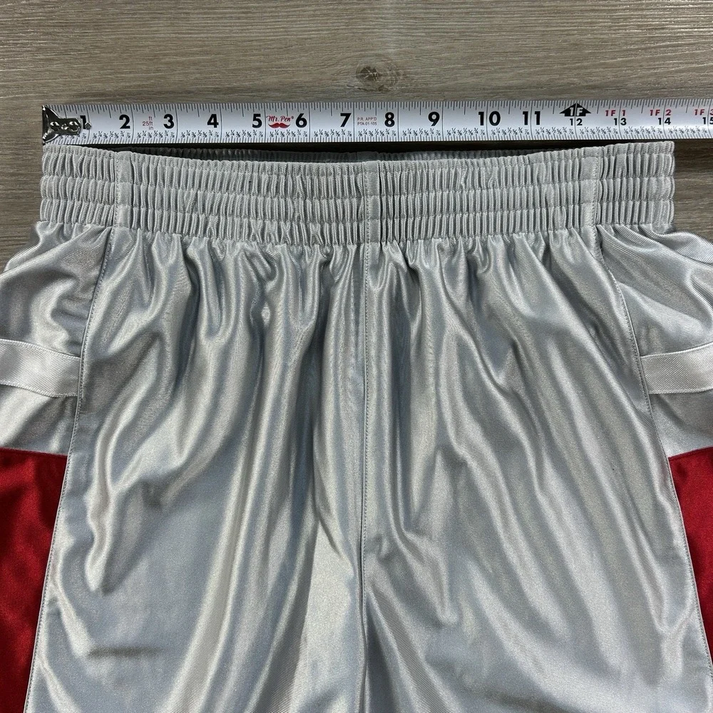 VTG Nike Dazzle Shiny Shorts Medium Gray Red Baggy Basketball Y2K Swoosh 90s